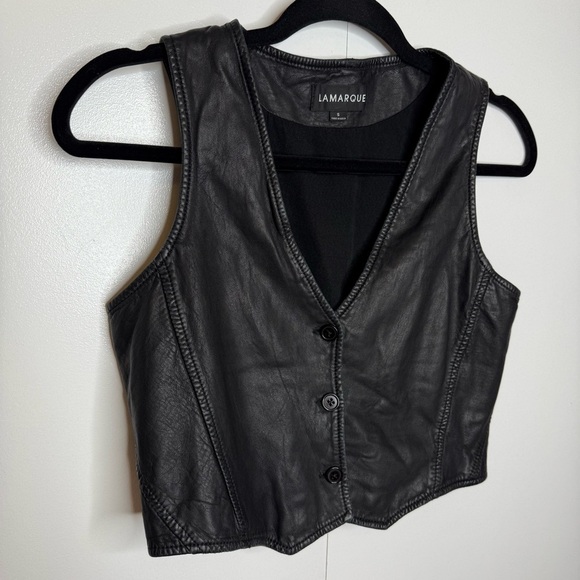 Lamarque Kallie 100% Leather Vest Top Black - Small - Picture 4 of 9